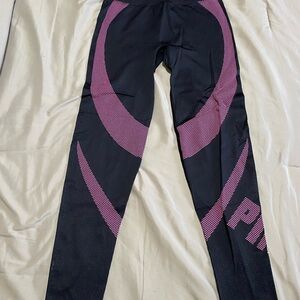 PINK Victoria's Secret Black Leggings with Pink Graphic Panels
